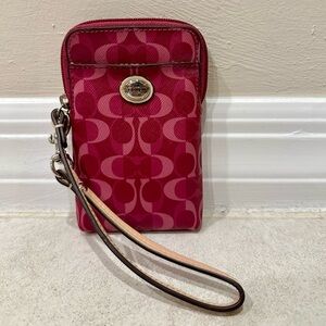 Coach Fuchsia Wristlet with Signature Pattern Vintage Y2K